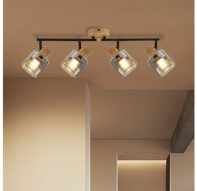 Brilagi - Faretto HYGGE 4xE14/15W/230V legno di caucciù/fumé