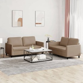 Set Di Divani 2 Pz Con Cuscini Cappuccino İn Similpelle /