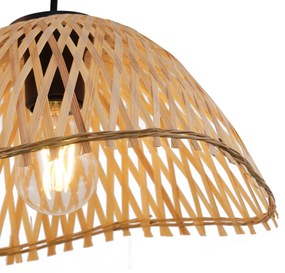 Lampada a sospensione Bohemian Chic nera con bambù 3 luci - Lily