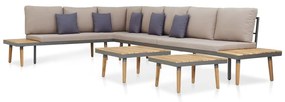 Set divani da giardino 7 posti con cuscini legno acacia marrone