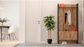 Mobile Ingresso Con Scarpiera E Appendiabiti 90x34x180 Stile Industrial Fiona