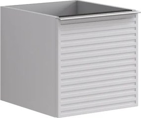 Cassettiera Pixel con 1 cassetto frontale Stripes laccato opaco bianco e maniglia alluminio brillante L.40 H.40 P.45,5 cm.