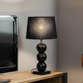 Argon Lampada da tavolo in tessuto Fulda, decorazione in vetro, nero