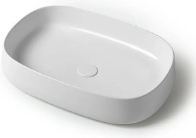 Lavabo da appoggio 60 cm rettangolare in ceramica bianco lucido Milos