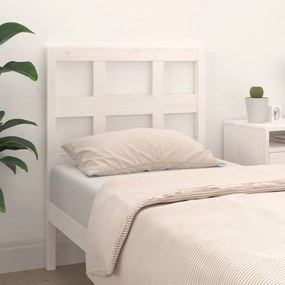 Testiera per letto bianca 80,5x4x100 cm legno massello di pino