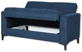 Divano letto Boston 2 posti con contenitore e braccioli, Blu Navy