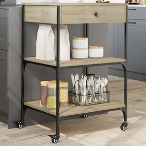 Carrello Da Cucina Rovere Sonoma 60x48x89,5cm Legno Multistrato /