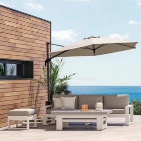 Ombrellone decentrato grigio Avea NATERIAL Ø 289 cm con telo tortora