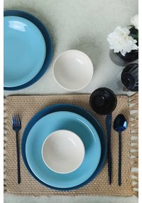 Set da tavola 18 pezzi, blu/bianco, in ceramica