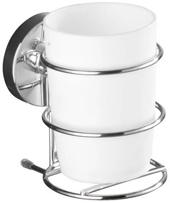 WENKO 20880100-Bicchiere VACUUM-LOC MILAZZO 7,5x11,5 cm lucido cromo/bianco