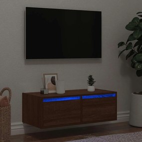 Mobile Porta Tv Con Luci Led Rovere Marrone 75x35,5x25 Cm /