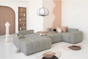 Divano angolare componibile marrone chiaro allungabile/con contenitore (con penisola a destra) Lulu – Miuform