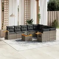 Set Divano da Giardino 10 pz con Cuscini Grigio in Polyrattancod mxl 89810