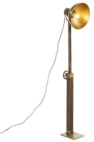 Lampada da terra industriale in bronzo con legno di mango - Mangoes