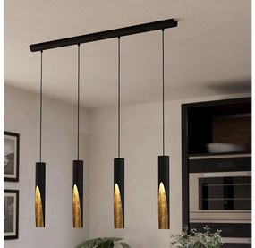 Eglo 900873 - Lampadario LED a sospensione con filo BARBOTTO 4xGU10/4,5W/230V nero/oro