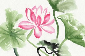 Quadro su tela – Fiore di loto acquerellato