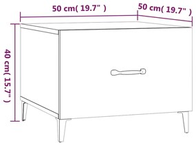 Tavolino Salotto con Gambe in Metallo Bianco Lucido 50x50x40cm