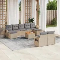 Set Divano da Giardino 10 pz con Cuscini Beige Misto Polyrattan 3257109