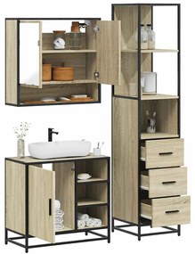 Set Mobili Da Bagno 3 Pz Rovere Sonoma İn Legno Multistrato /