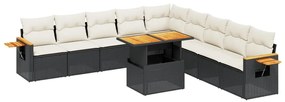 Set Divani da Giardino 11 pz con Cuscini in Polyrattan Nero