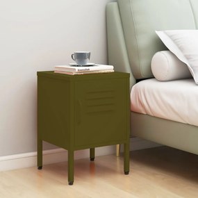 Comodino Verde Oliva 35x35x51 Cm İn Acciaio /