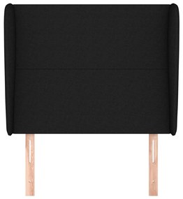 Testiera ad orecchio nera 93x23x118/128 cm in tessuto