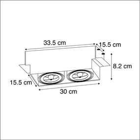 Set di 6 faretti da incasso bianchi orientabili AR111 senza bordi 2 luci - Oneon