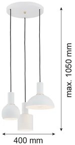 Argon 1468 - Lampadario su corda SINES 3xE27/15W/230V bianco