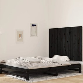 Testiera da parete nera 127,5x3x90 cm in legno massello di pino