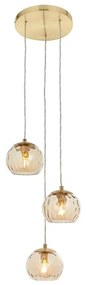 Endon 91971 - Lampadario a cavo DIMPLE 3xE14/25W/230V dorato/beige fumé
