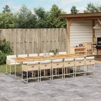 Set da Pranzo da Giardino 13 pz con Cuscini Beige in Polyrattan 3278079