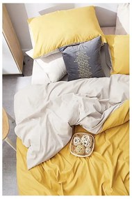 Lenzuolo matrimoniale in cotone giallo e panna / lenzuolo matrimoniale esteso 200x220 cm - Mila Home