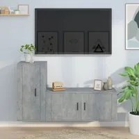 Set di Mobili Porta TV 2 pz Grigio Cemento in Legno Multistrato 3188490