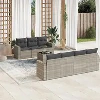 Set Divano da Giardino 8pz con Cuscini Grigio Chiaro Polyrattan 3251069