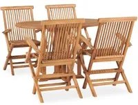 Set da Pranzo da Giardino 5 pz Pieghevole in Massello di Teak cod mxl 46257