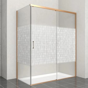 Porta doccia scorrevole Jazz, L 158-159.5 cm x H 200 cm x SP 6 mm, profilo dorato, vetro smerigliato