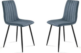 Sedia da pranzo in tessuto Blu gambe metallo nere - KOLE 2 sedie