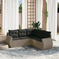 Set Divano da Giardino 5 pz con Cuscini Grigio in Polyrattan 3253687