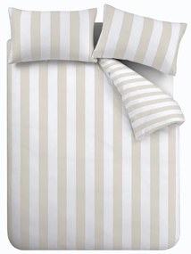 Biancheria da letto singola beige e bianca 135x200 cm Cove Stripe - Catherine Lansfield