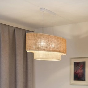 Euluna lampada a sospensione Boho in juta, marrone naturale/bianco, lunghezza
