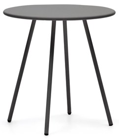 Kave Home - Tavolo rotondo da esterno Montjoi in acciaio finitura grigio Ã˜ 70 cm