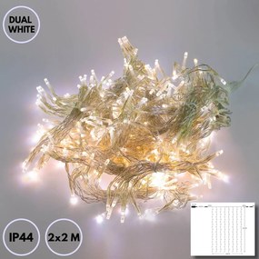 Tenda Natalizia LED 2x2m Cavo TRASPARETE IP44 DUAL WHITE Colore Double Color