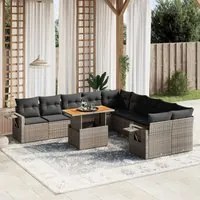 Set Divani da Giardino 11 pz con Cuscini in Polyrattan Grigio 3271949