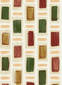 Geometrische Tapete Ornements von Elitis - Beige/ Grün