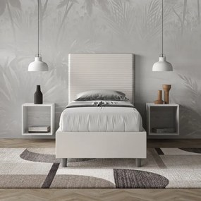 Letto singolo contenitore imbottito 80x200 similpelle bianco Focus