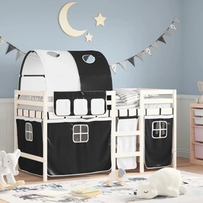 Letto A Soppalco Con Tunnel Bambini Bianco E Nero 80x200cm Pino /
