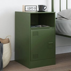 Comodino Verde Oliva 34,5x39x62 Cm İn Acciaio /