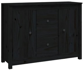 Credenza nera 100x35x74 cm in legno massello di pino