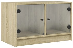 Mobile Porta TV con Ante in Vetro Rovere Sonoma 68x37x42 cm