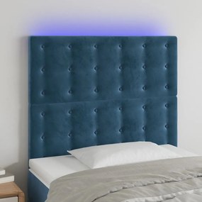 Testiera A Led Blu Scuro 100x5x118/128 Cm İn Velluto /